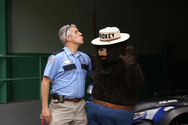 A Fire Chief and Smokey Bear... A Likely Combination... Open house at the SLVFD 10/2/2010